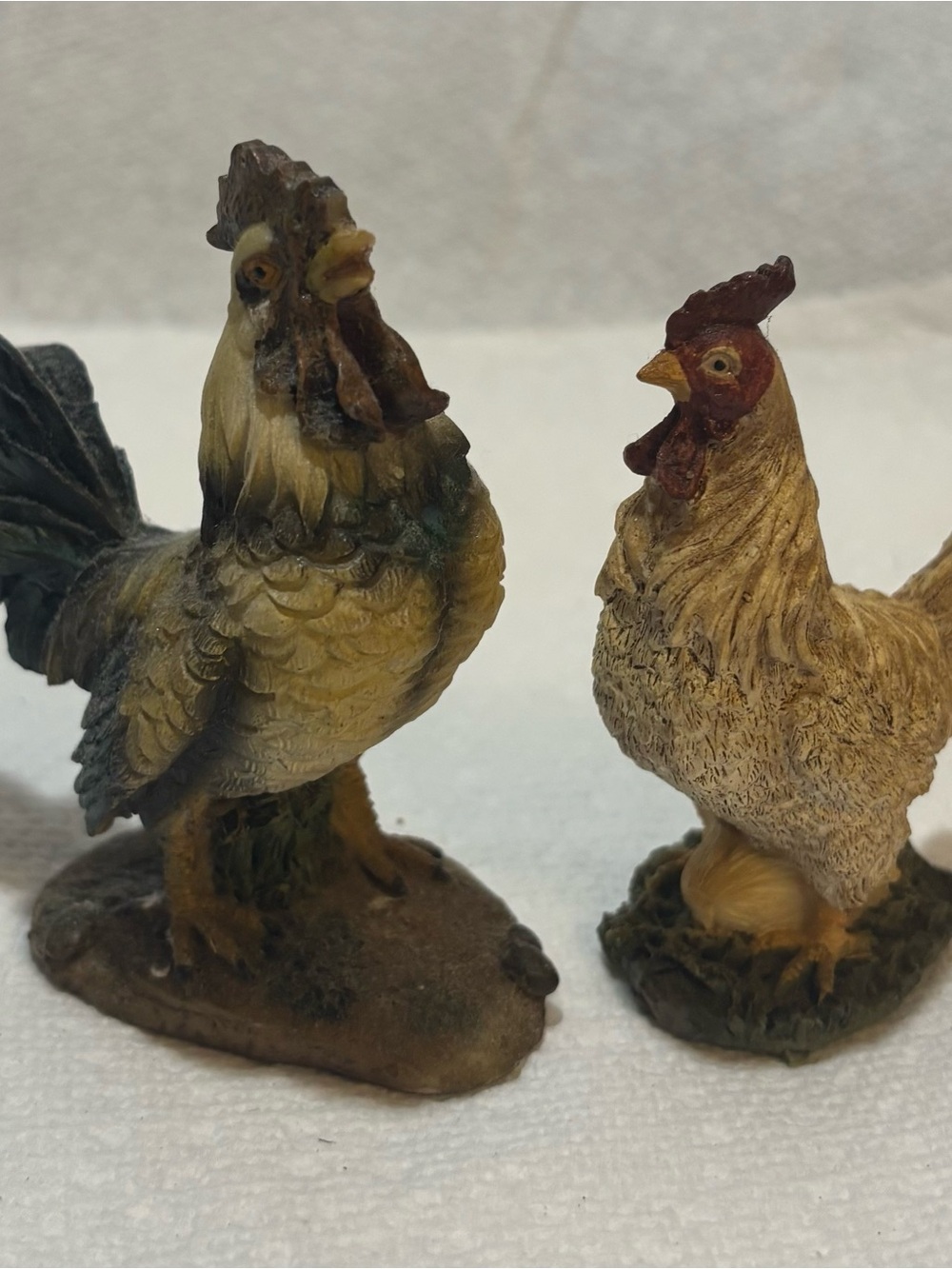 Decorative Rooster and Hen Figurines in Brown and Tan - Home Accents